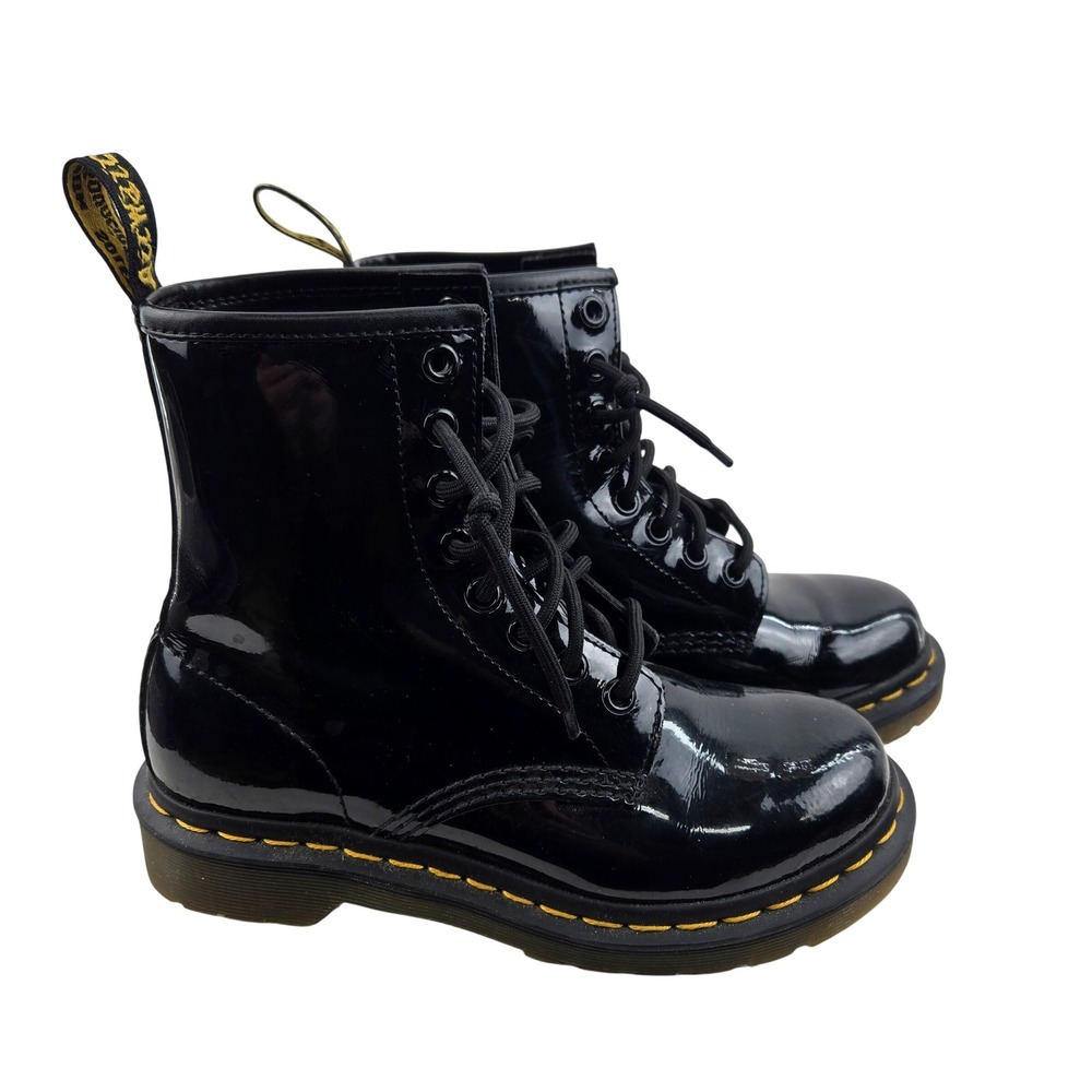Dr. Martens 1460 Black Patent Leather 8 Eye Combat Boots Womens 5 Grunge Rock
